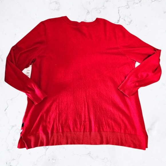 New Liz Claiborne Red, Black & White Chevron Stripe Plus Sweater - Picture 6 of 9